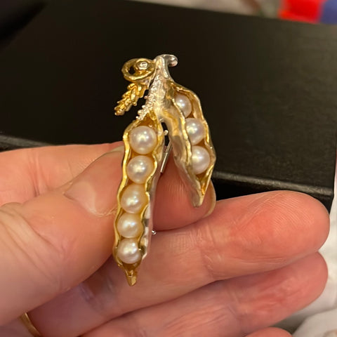 Sterling Silver Peacock Pearl Brooch