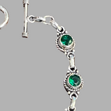 Sterling Silver Emerald 7.5” Bracelet