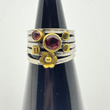 Sterling Silver Gold Vermeil Garnet Ring Size 8