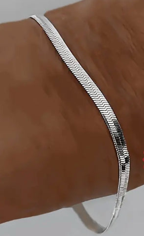Sterling Silver Flat Snake Bracelet