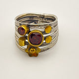 Sterling Silver Gold Vermeil Garnet Ring Size 8
