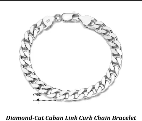 Sterling Silver 7mm Hip Hop Cuban Bracelet