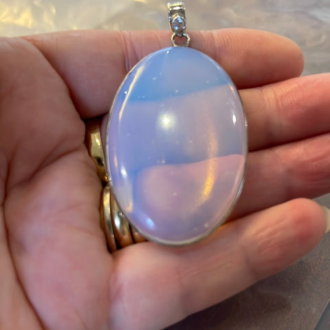 Sterling Silver Large Oval Opalite Pendant