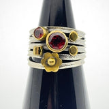 Sterling Silver Gold Vermeil Garnet Ring Size 8