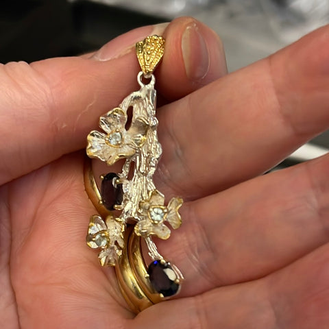 Gold Vermeil Sterling Silver Earrings Iolite Pendant