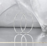 Sterling Silver Large Hoop Etched Earrings