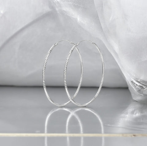 Sterling Silver Large Hoop Etched Earrings