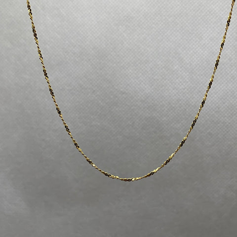 18K Yellow Gold Vermeil on Sterling Silver Singapore Twist Chain  Necklace 1mm
