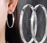 Sterling Silver Large Hoop Etched Earrings