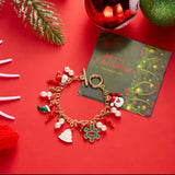 Christmas Gold Link Bracelet with Charms
