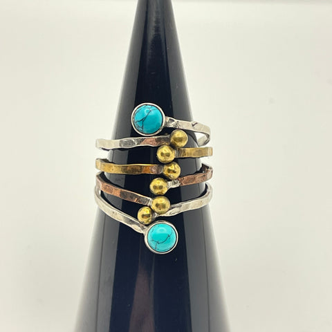 Sterling Silver Purple Turquoise Size 10-11 Ring