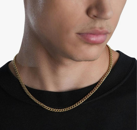 18K Yellow Gold Vermeil Sterling Silver Cuban Necklace 5mm