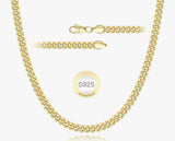 18K Yellow Gold Vermeil Sterling Silver Cuban Necklace 5mm