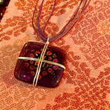Sterling Silver Hand made one of a kind wired glass necklace