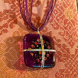 Sterling Silver Hand made one of a kind wired glass necklace