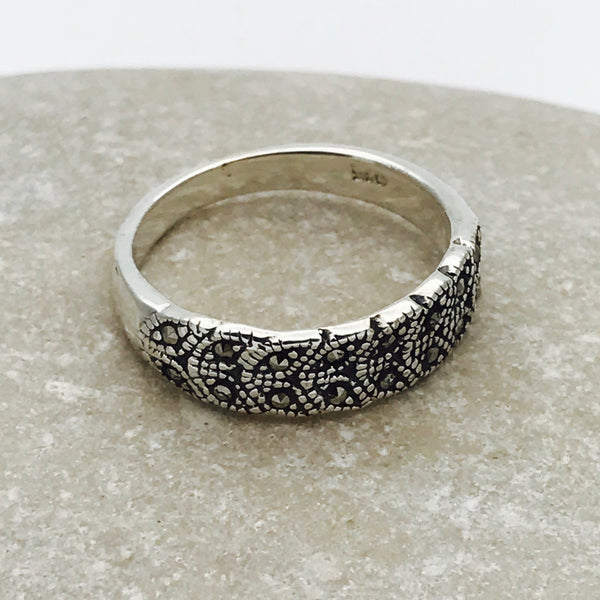Sterling Silver Chevron Marcasite Ring – SilverPlus Jewellery