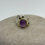 Sterling Silver Gold Vermeil Amethyst white and gold ring