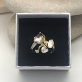 Sterling Silver Gold Vermeil Amethyst and Diopside and Gold sz 7 1/2 Ring Adjustable