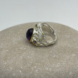 Sterling Silver Gold Vermeil Amethyst white and gold ring