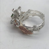 Sterling Silver Opal and chrome diopside gold, white and rose gold ring