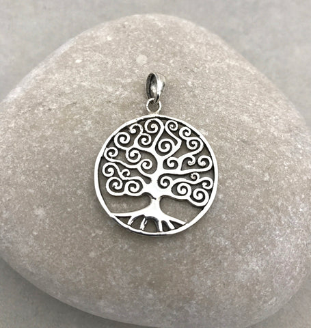 Sterling Silver Tree of Life with Scrolls Pendant