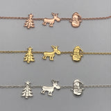 Gold Vermeil Sterling Silver Christmas Charm Chain Bracelet
