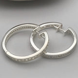 Sterling Silver Stunning Baguette Diamond Hoop Earrings