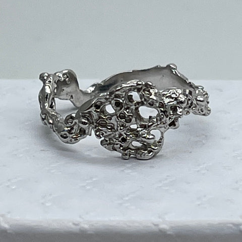 Sterling Silver Gold Vermeil Abstract sz 7 1/2 Ring