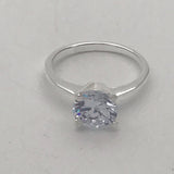 Sterling Silver Round High Set 8mm Solitaire Diamond Ring
