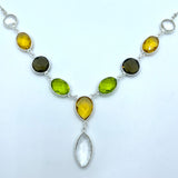 Sterling Silver Multi Stone Necklace, Bracelet, Earrings Jewellery Set