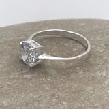 Sterling Silver Delicate Round 6mm Diamond Ring