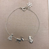 Gold Vermeil Sterling Silver Christmas Charm Chain Bracelet