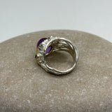 Sterling Silver Gold Vermeil Amethyst white and gold ring