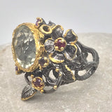 Stunning huge rare Amethyst black rhodium gold ring