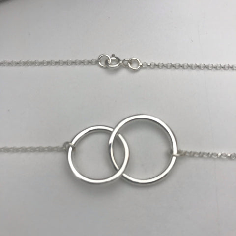 Sterling Silver Double Circles Heavy Loop Necklace