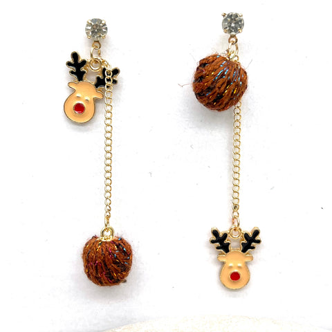 Xmas dangle earrings Rudolf and Xmas puddings