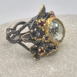 Stunning huge rare Amethyst black rhodium gold ring