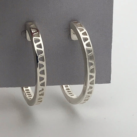Sterling Silver Stunning Baguette Diamond Hoop Earrings