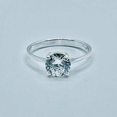 Sterling Silver Delicate Round 6mm Diamond Ring