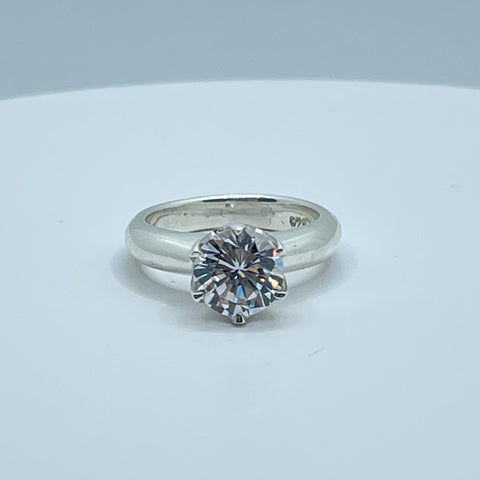Modern set rounded 8mm Solitaire Diamond Ring