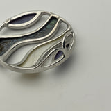 Sterling Silver Waves Cut Out Inlaid Stone Pendant