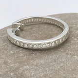 Sterling Silver Stunning Baguette Diamond Hoop Earrings