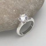 Modern set rounded 8mm Solitaire Diamond Ring
