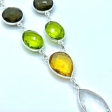 Sterling Silver Multi Stone Necklace, Bracelet, Earrings Jewellery Set