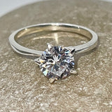 Gold Vermeil Sterling Silver Diamond 8mm Solitaire Ring