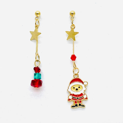 Copy of Xmas dangle earrings Santa, stars and crystal