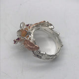 Sterling Silver Opal and chrome diopside gold, white and rose gold ring