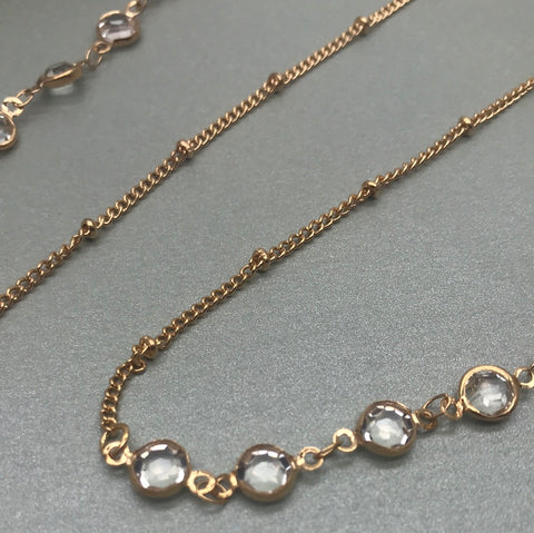 Glasses/Spectacles/Sunglasses Clear Faceted Crystal Chain Strap