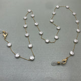 Glasses/Spectacles/Sunglasses Dainty Button Pearl Chain Strap