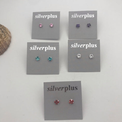Sterling Silver Round CZ Earrings 5mm